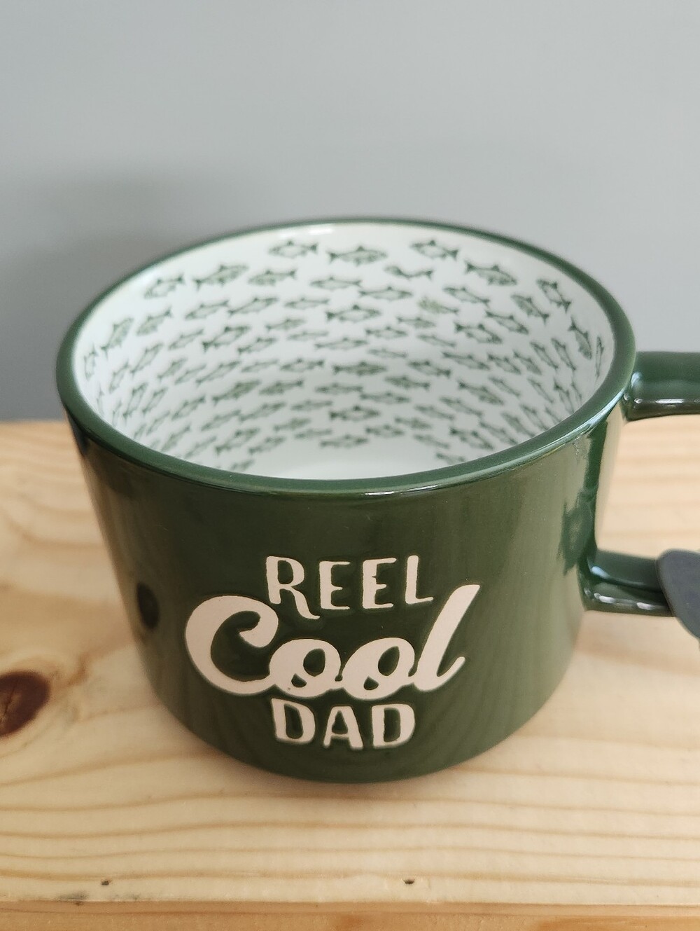 Reel Cool Dad Dark Green Ceramic Fishing Mug NWOT
